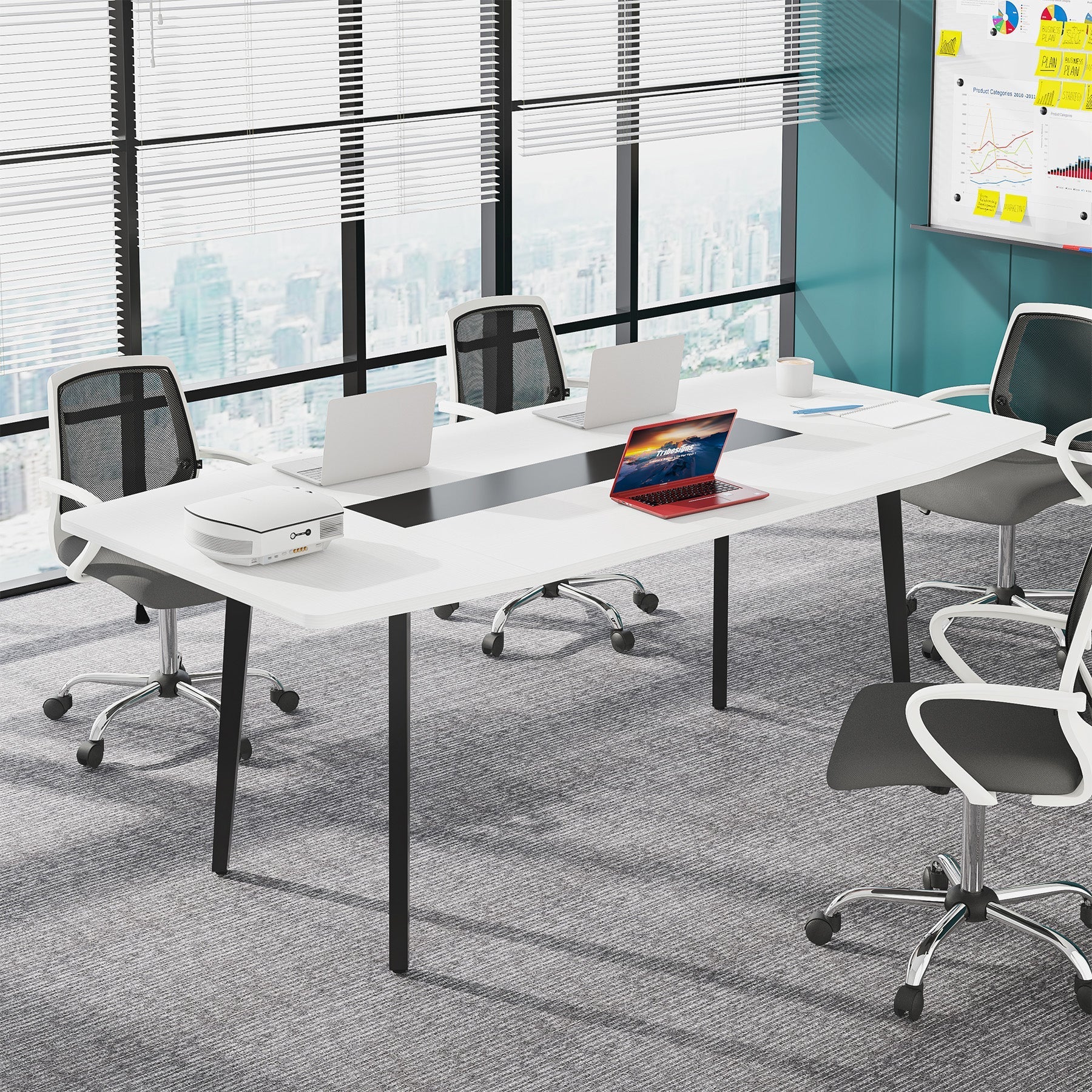 Tribesigns Conference Table, Modern 6FT / 8FT Boat Shaped Meeting Table Tribesigns